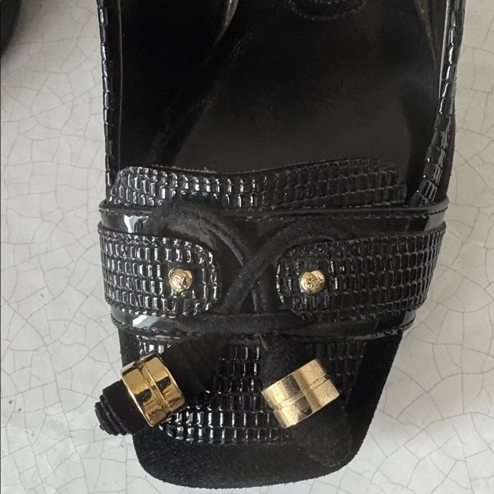 GIANMARCO LORENZI Elegant Black Leather Women's Heels Made in Italy Size 37 NWOB